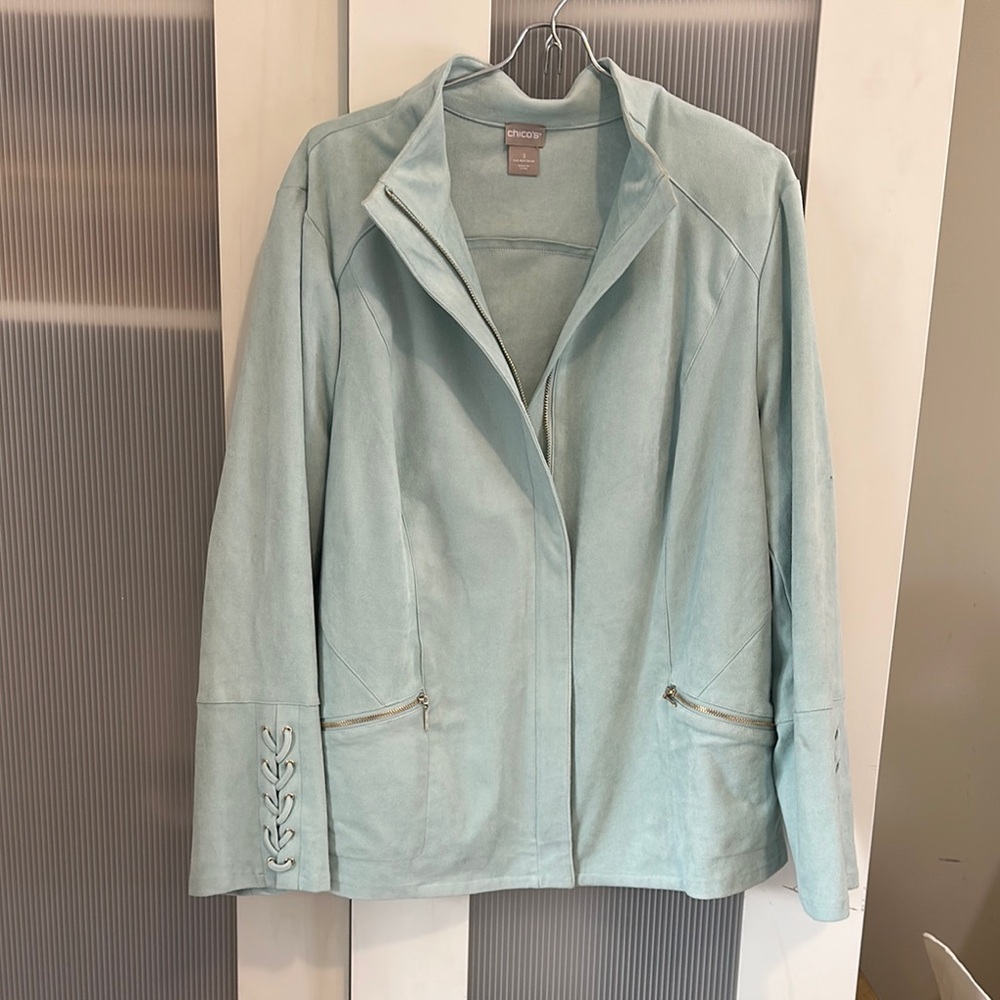 Chicos suede Mint Green Jacket
